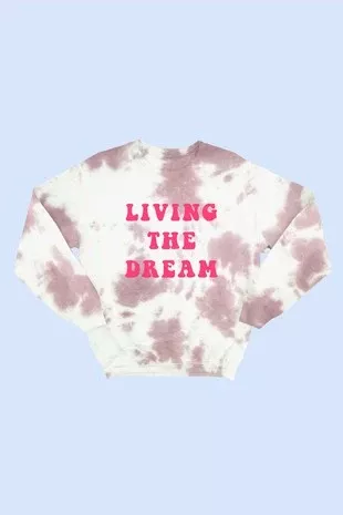 Maroon Cotton Candy "Living The Dream"Tie-Dye Sweatshirt
