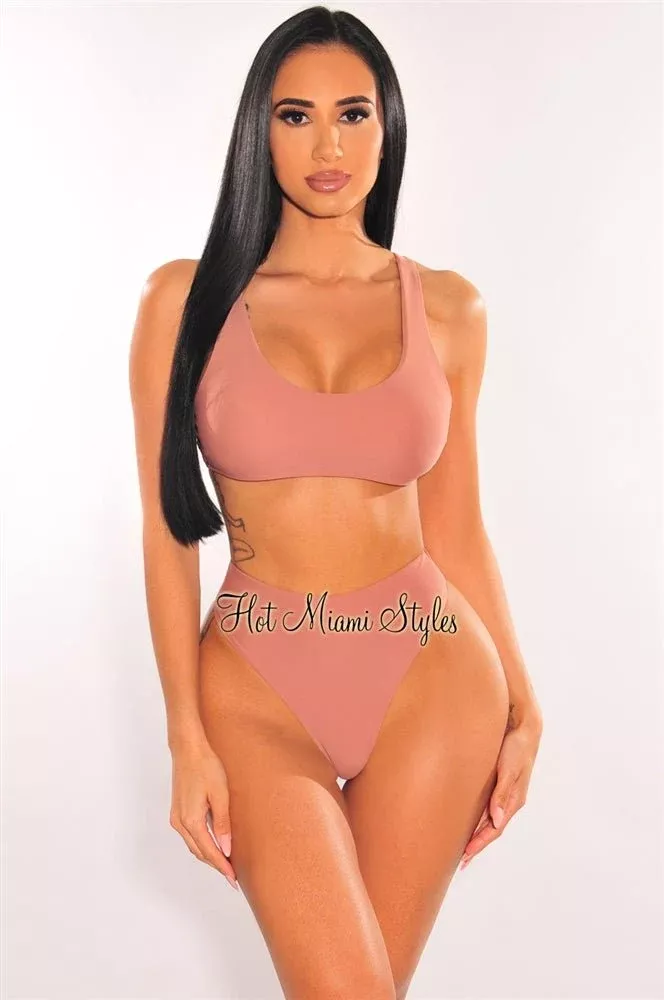 Mauve Padded Tank High Rise Bikini