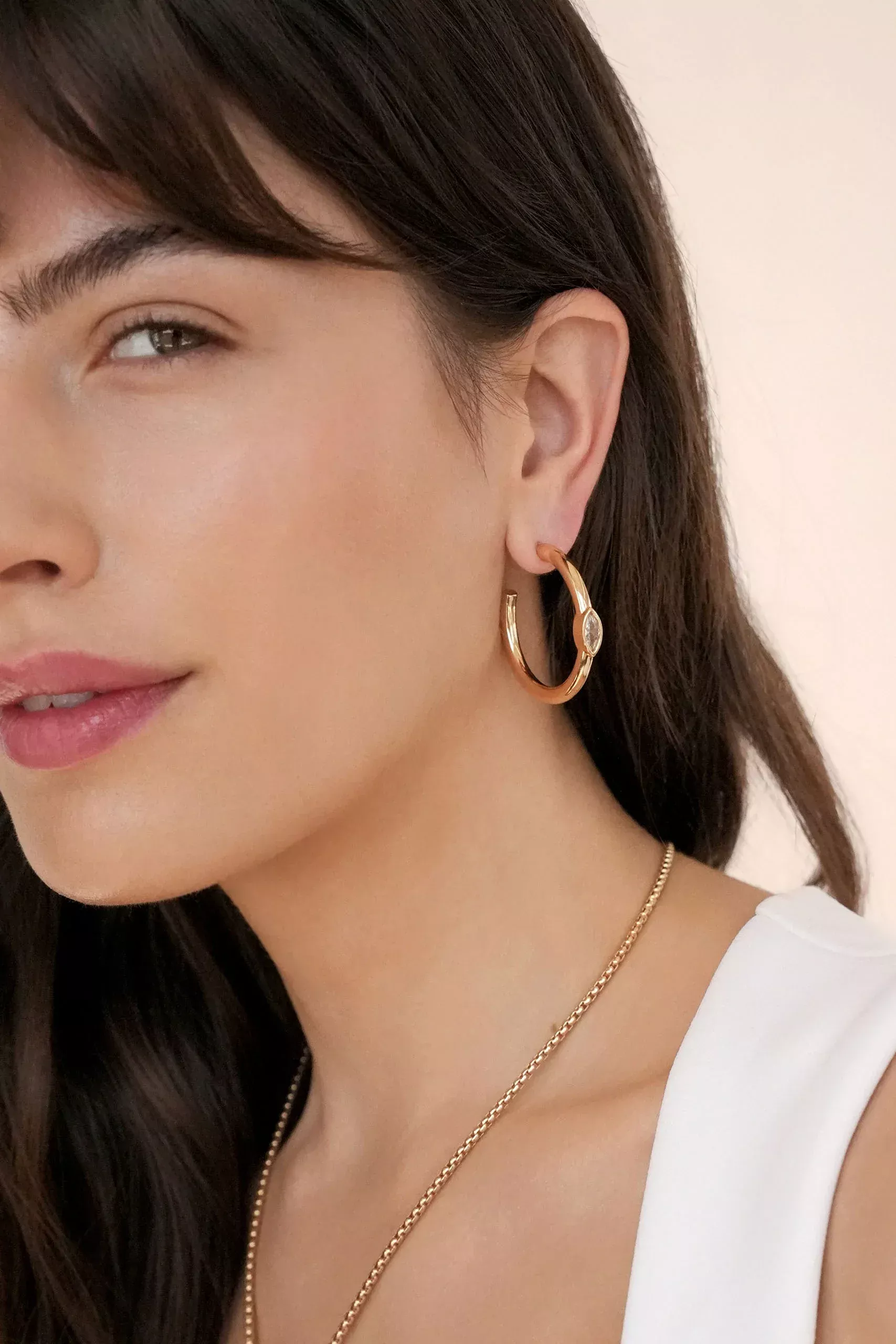 Medium Marquise Crystal Hoops
