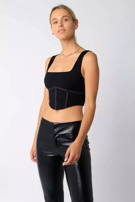 Michelangelo Black Sculpted Bustier Top | Boho Pink