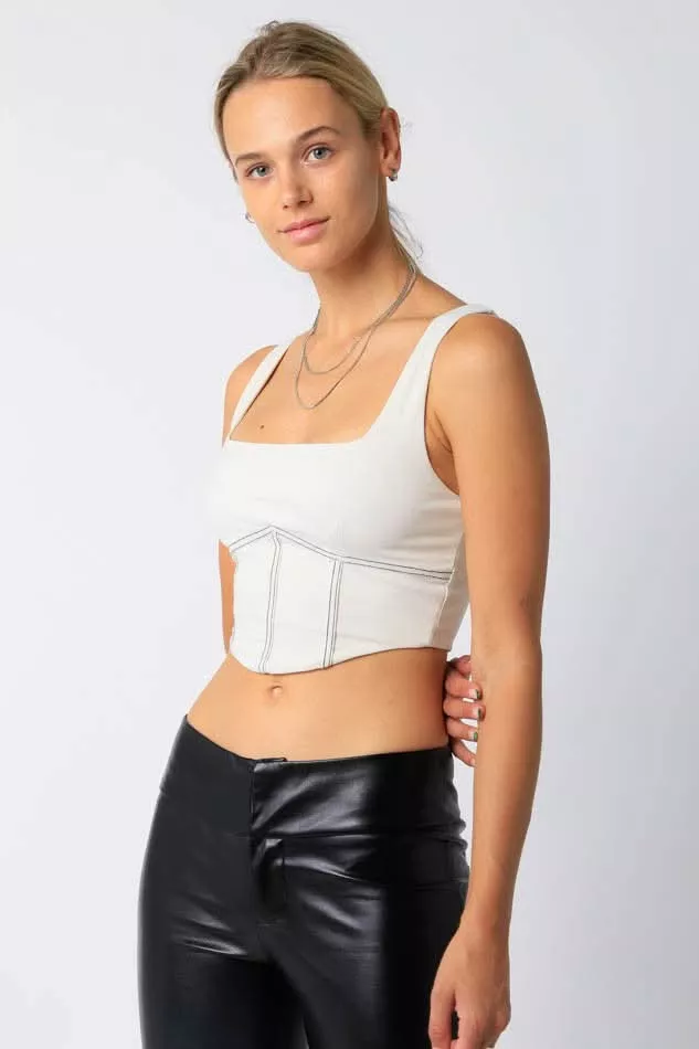 Michelangelo White Sculpted Bustier Top | Boho Pink