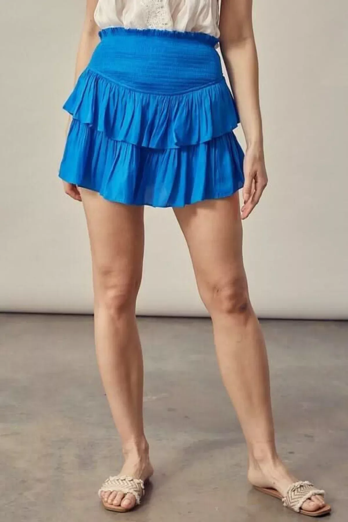 Monaco Blue Ruffled Skort | Boho Pink