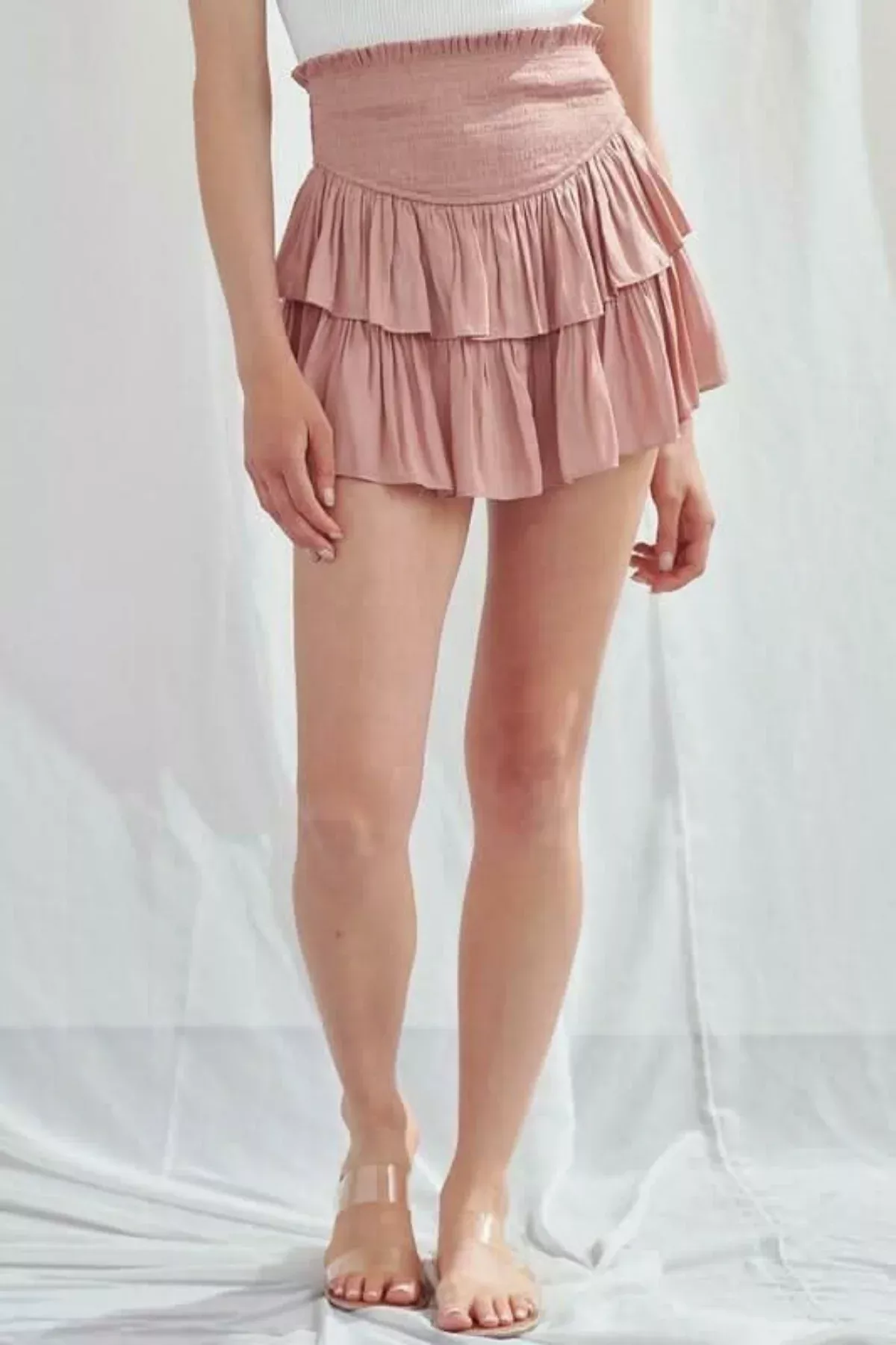 Monaco Rosette Ruffled Skort | Boho Pink