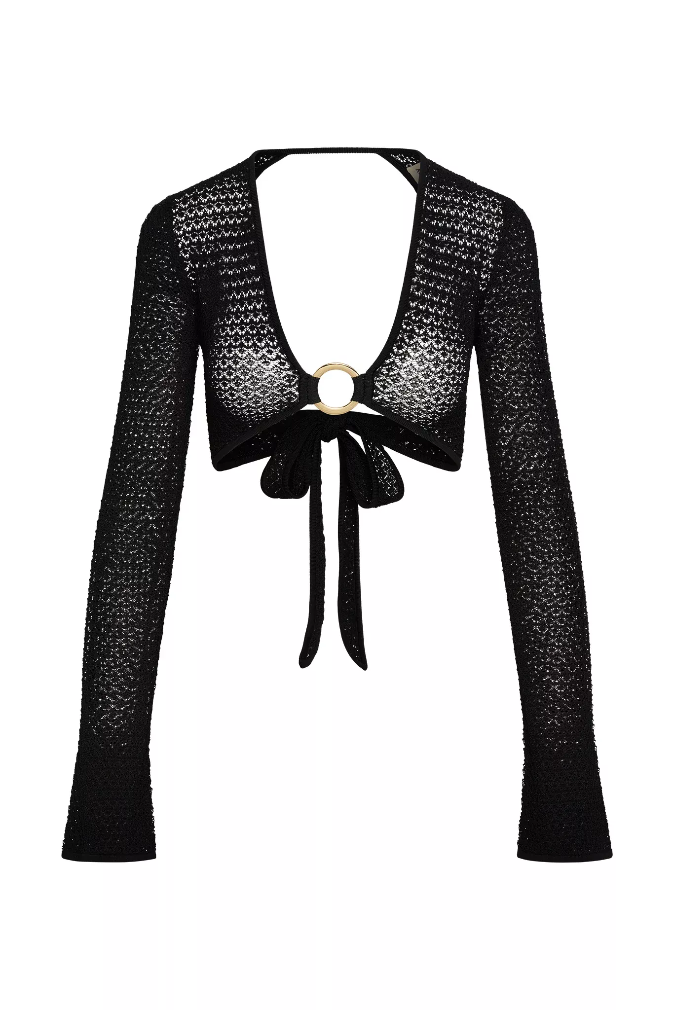 Montego Crop Top - Black Lace Crochet