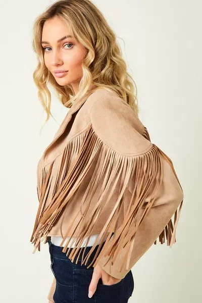 Multi-Brown Fringe Bolero Jacket