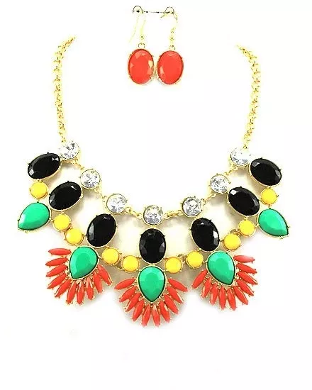 Multi Color Rhinestone Necklace Set