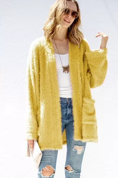 Mustard Shaggy Cardigan