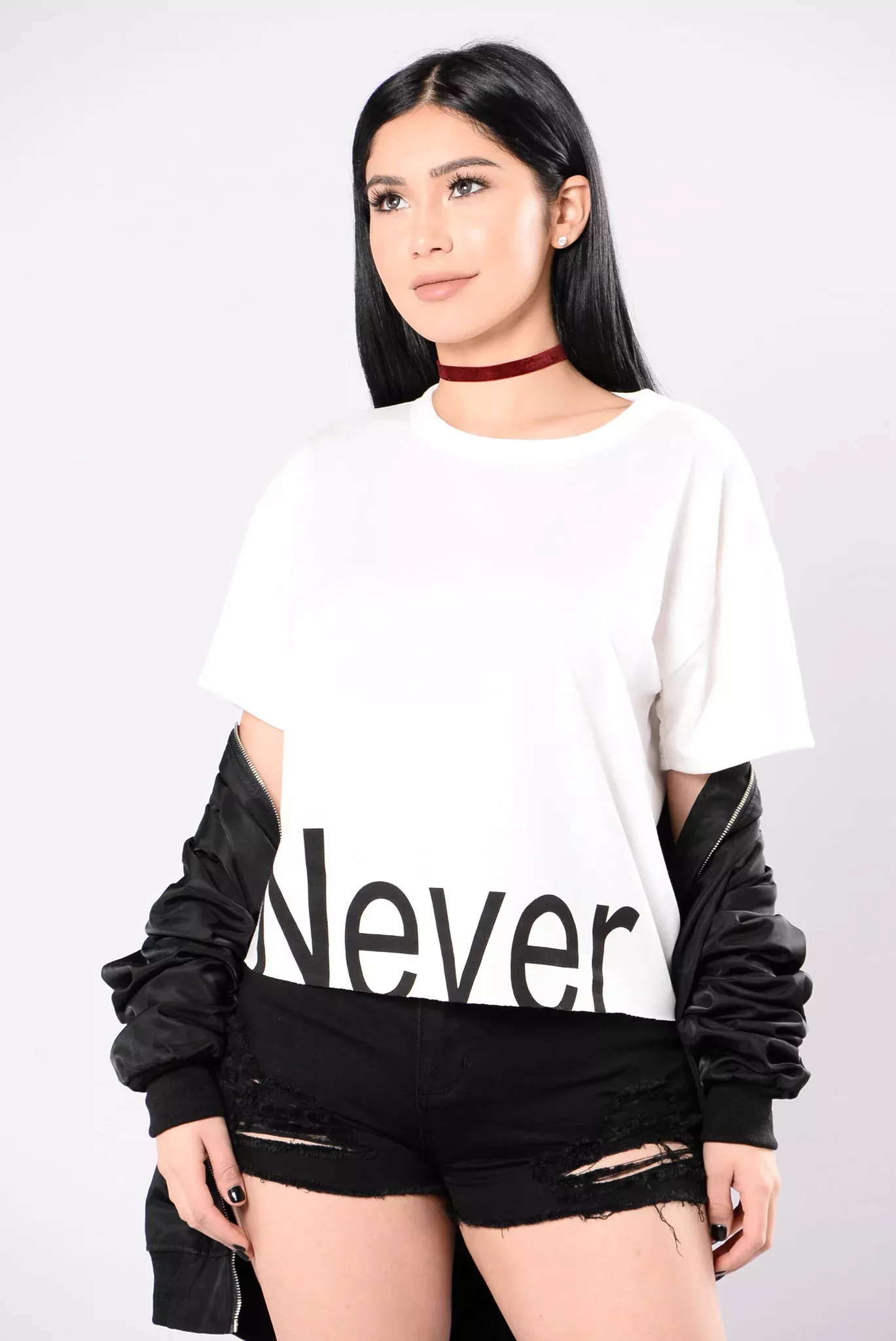 Never Again Tee - Off White/Black