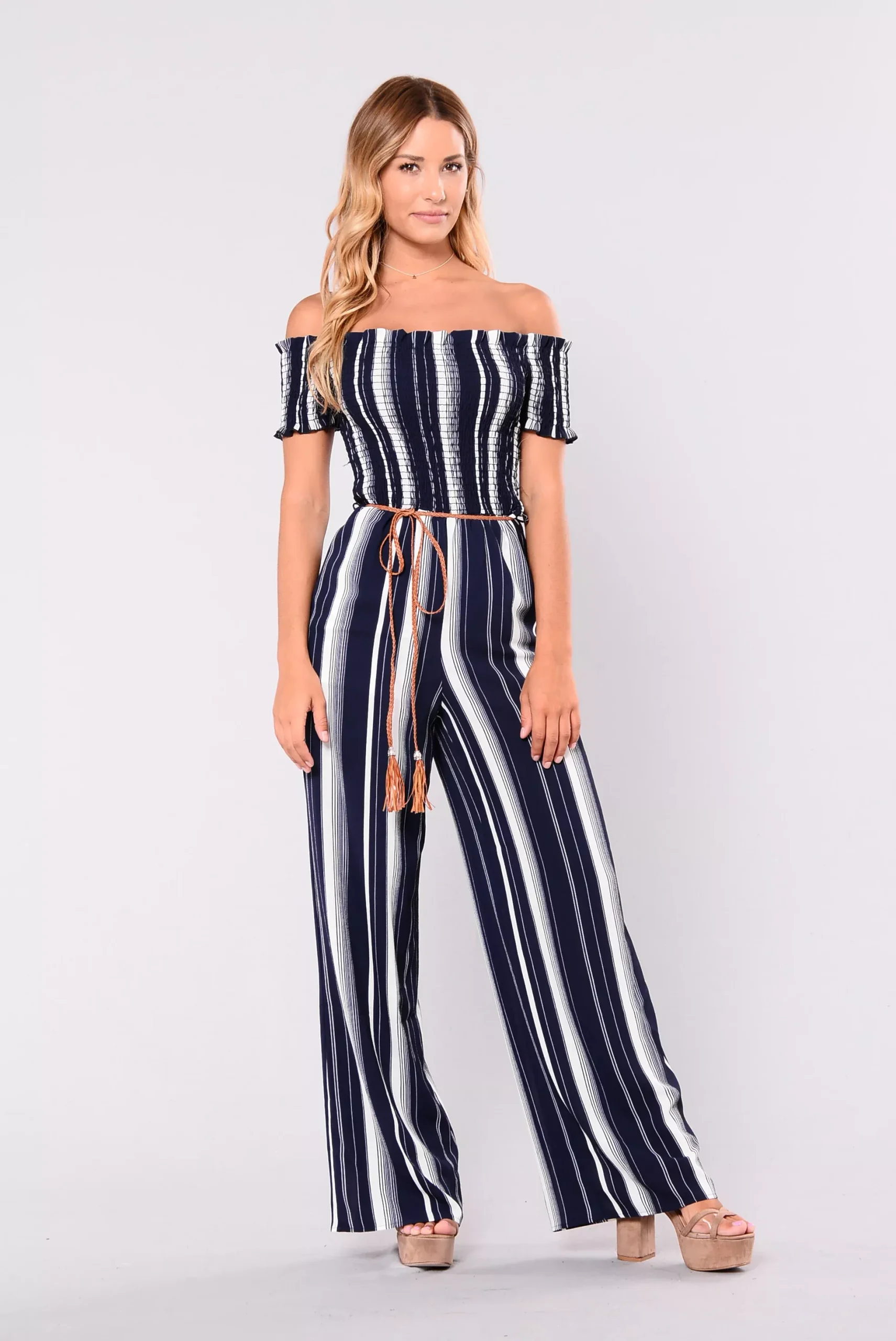 Never At Fault Jumpsuit - Navy Stripe