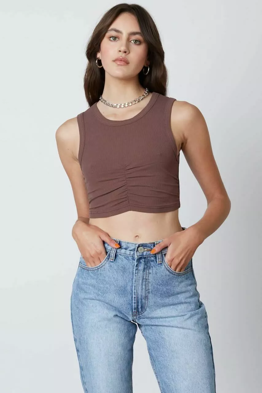 Next Level Chestnut Brown Cinched Cropped Tank | Boho Pink