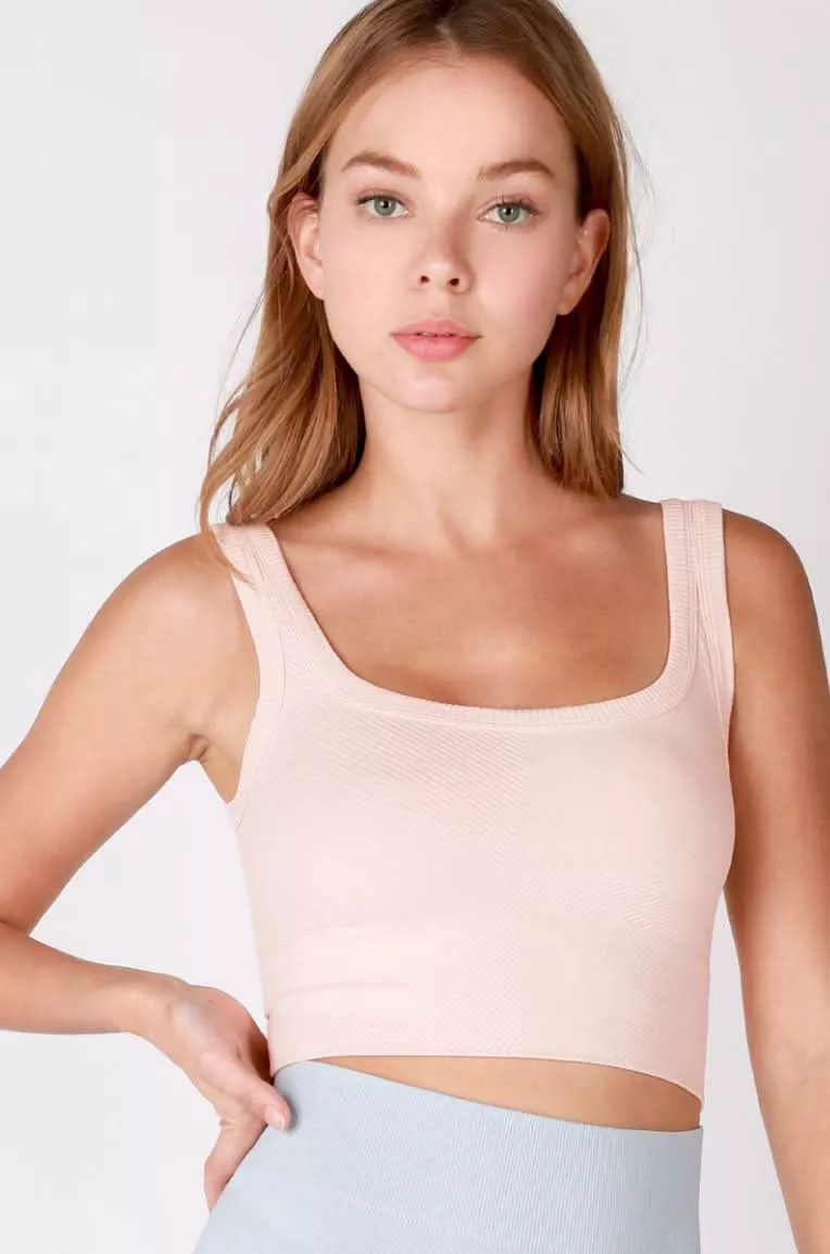 NIKIBIKI Apricot Ice Cropped Chevron Tank | Boho Pink