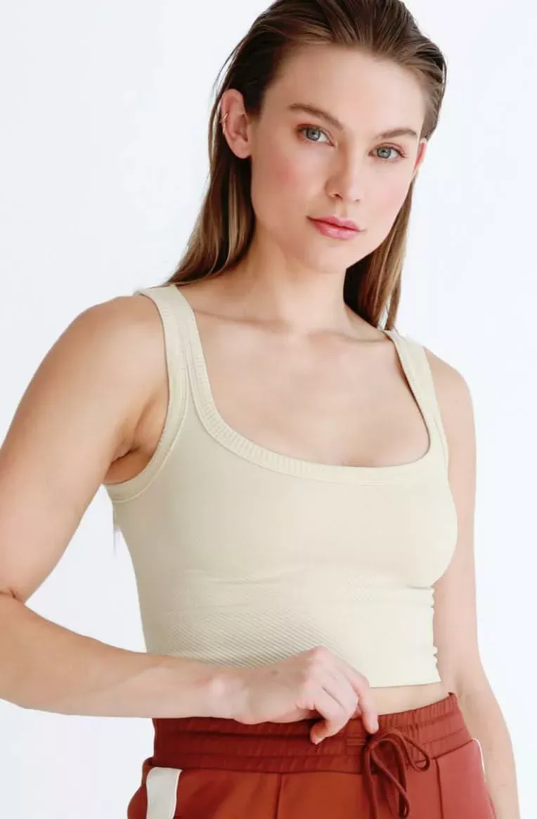 NIKIBIKI Vanilla Cropped Chevron Tank | Boho Pink