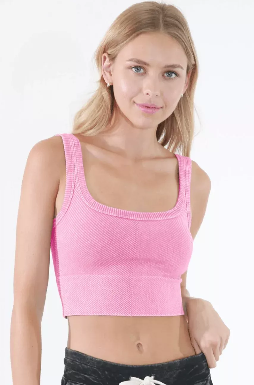 NIKIBIKI Vintage Azalea Cropped Chevron Tank | Boho Pink