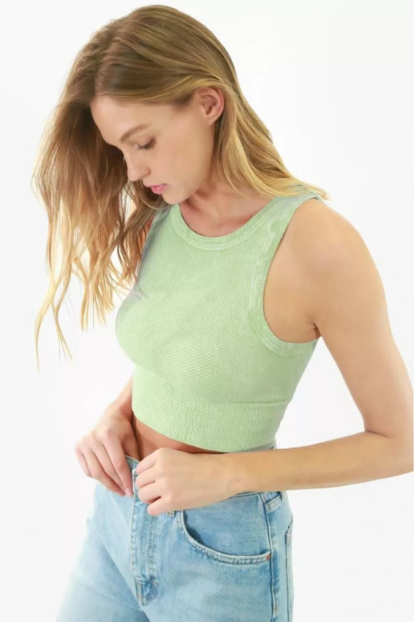 NIKIBIKI Vintage Basil High Neck Cropped Tank Top | Boho Pink