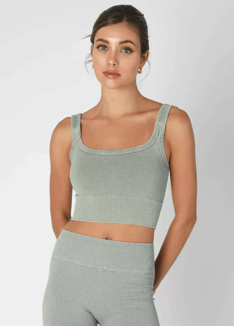 NIKIBIKI Vintage Matcha Cropped Chevron Tank | Boho Pink