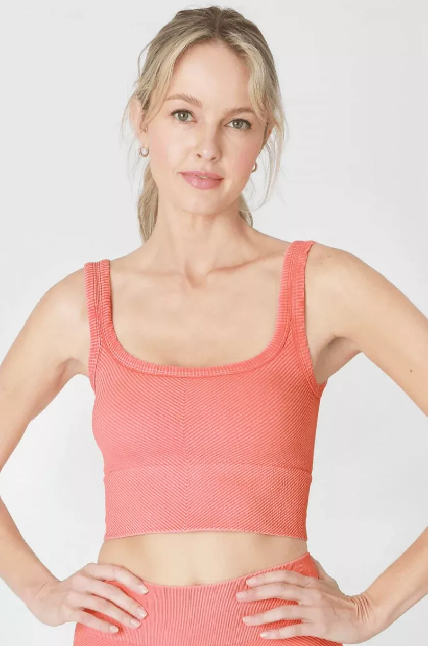 NIKIBIKI Vintage Melon Cropped Chevron Tank | Boho Pink