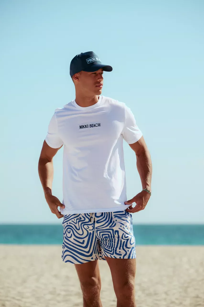 Nikki Beach Unisex Palm Tee in White