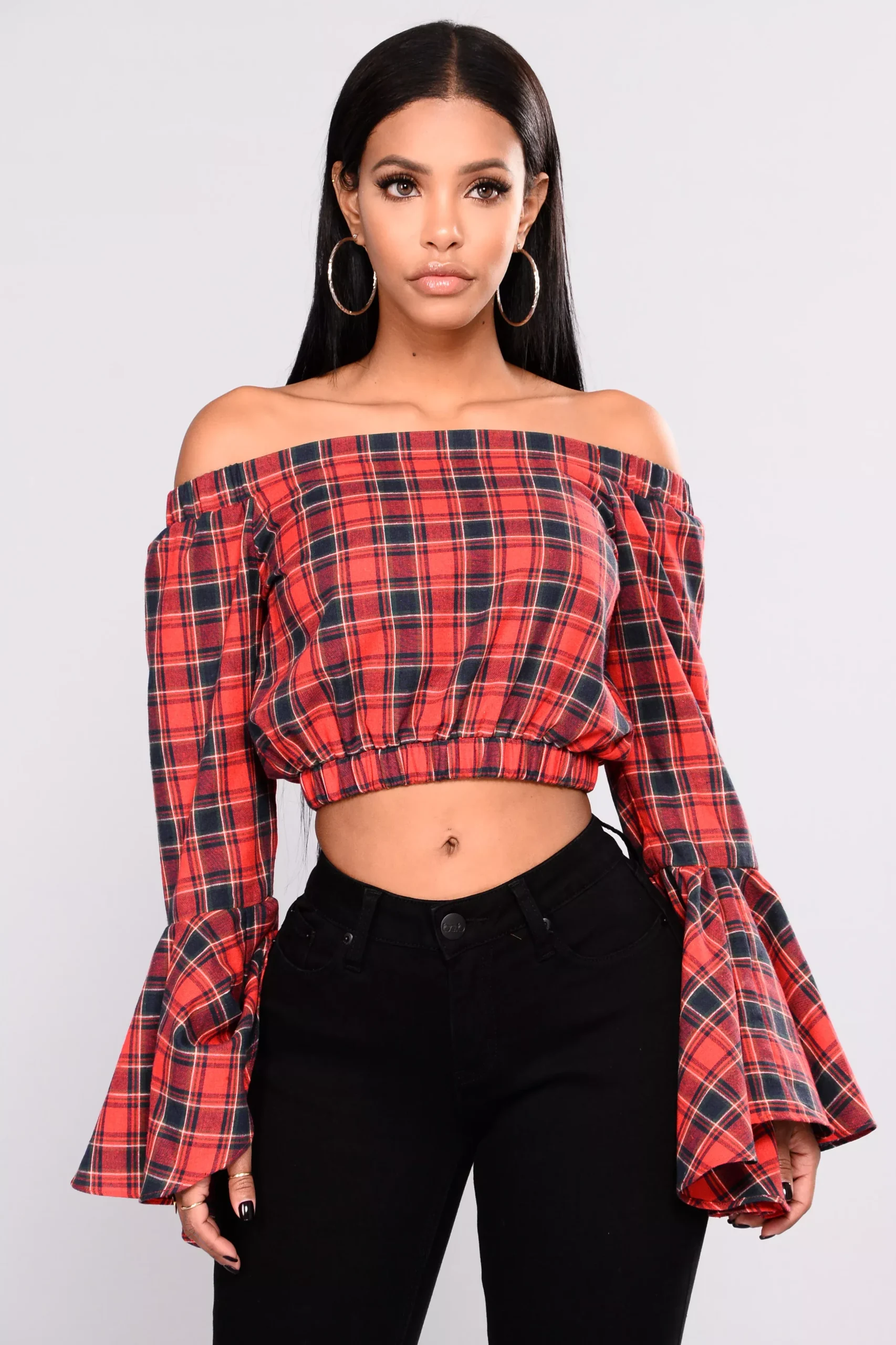 No Doubt About It Plaid Top - RED