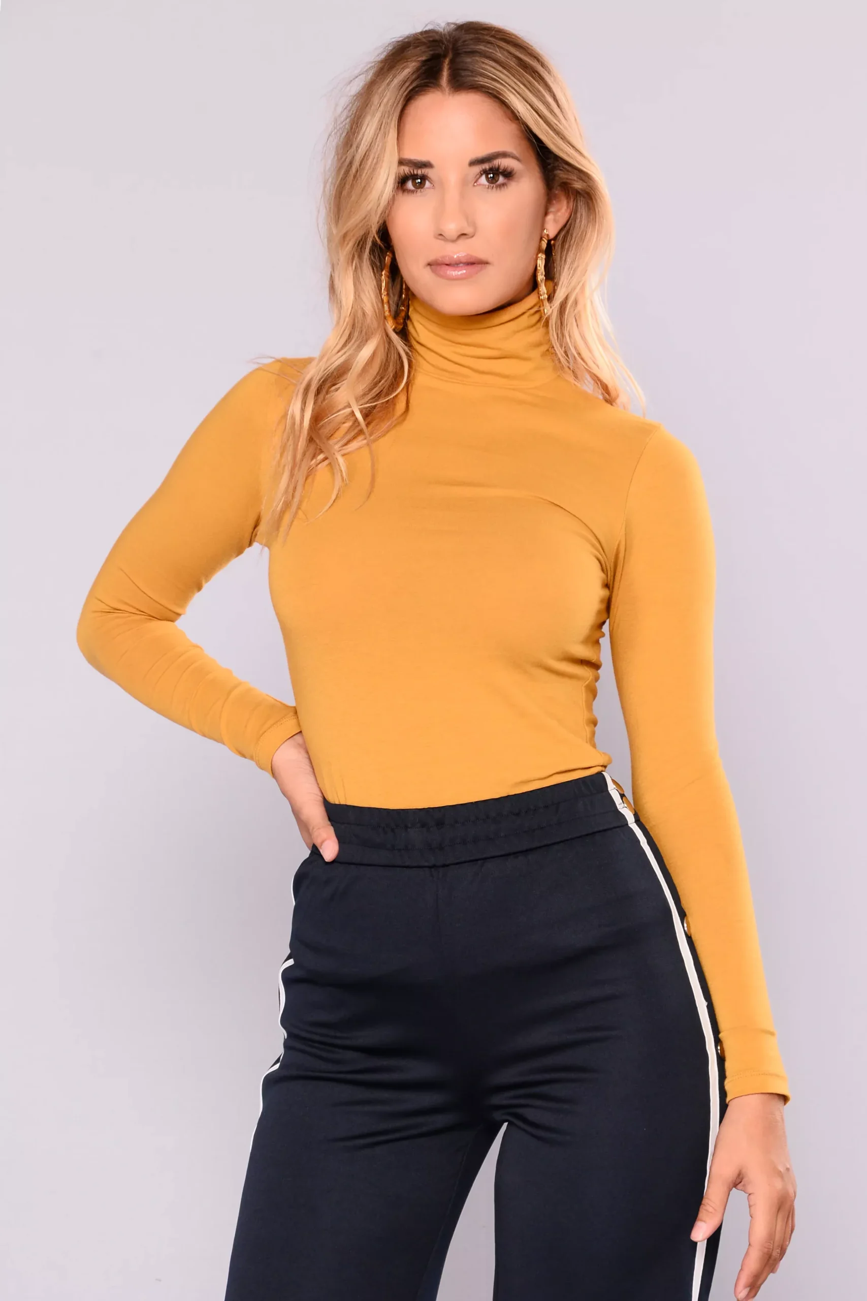 No More Rules Mock Neck Top - Dark Mustard
