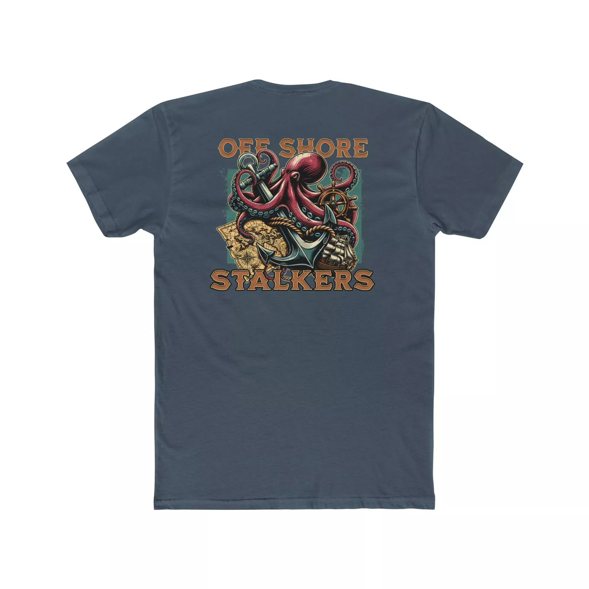Off Shore Stalkers - Men's Indigo Octopus & Anchor T-Shirt
