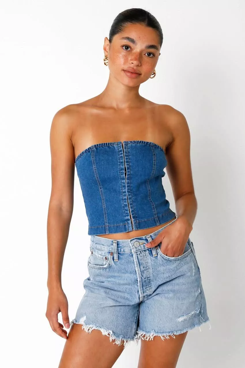 Paige Denim Corset Top | Boho Pink