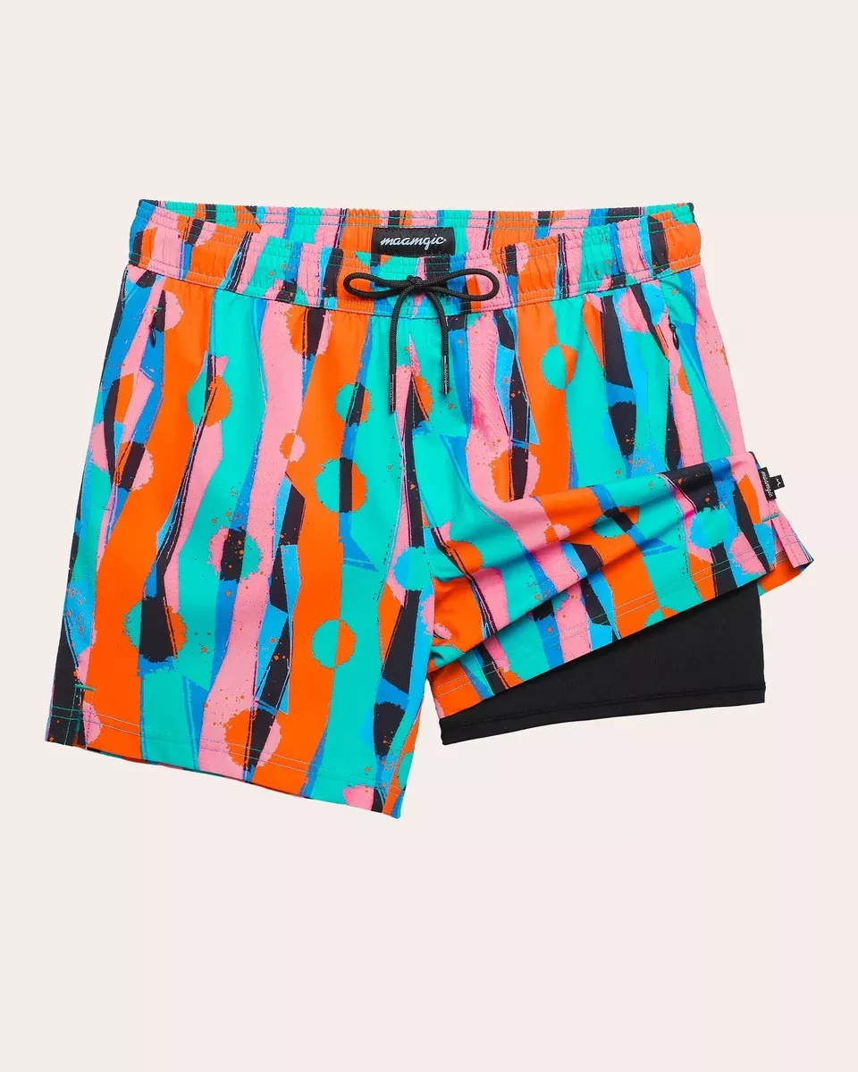 PaintyColor VividPatchwork Swim Trunks