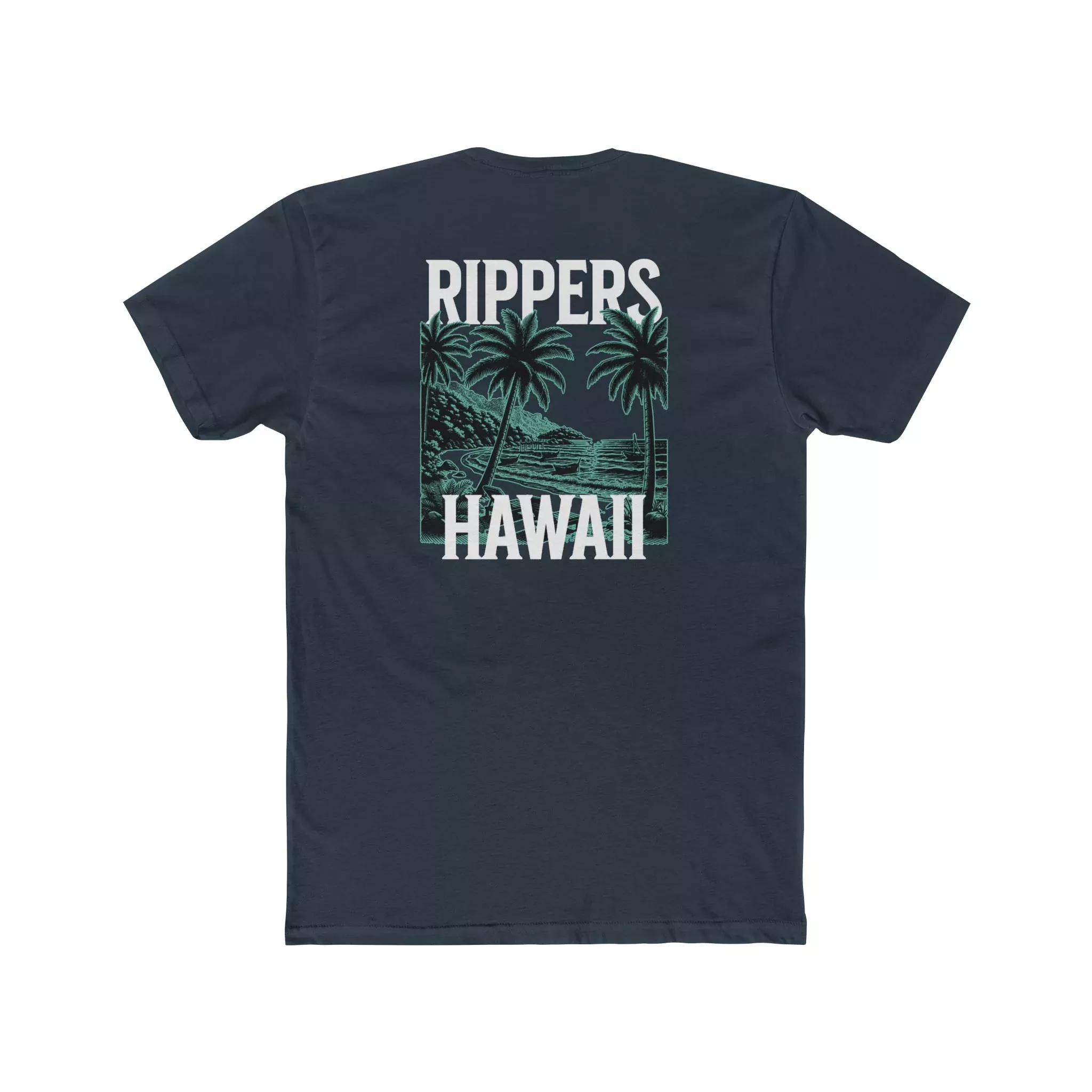Paradise Found - Men's Cotton Crew Tee - Indigo Blue Graphic T-Shirt