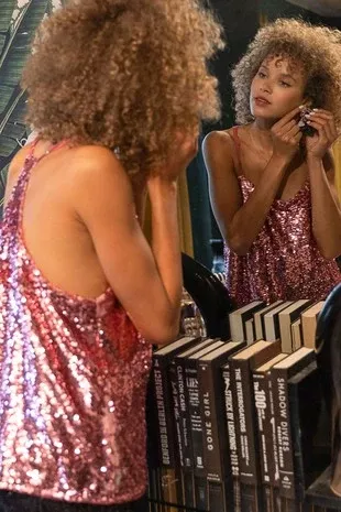 Pink Sequin Halter Top