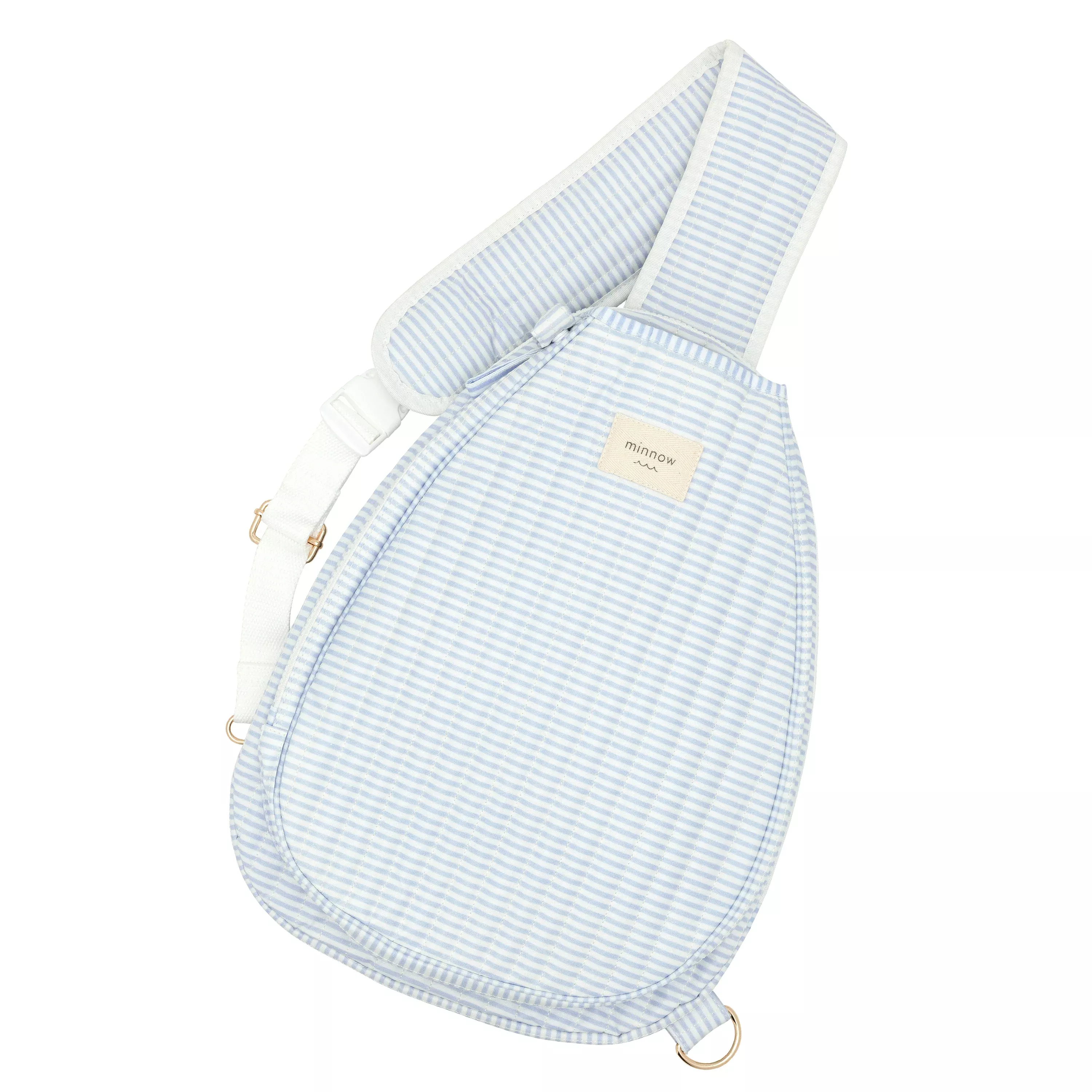 powder blue stripe coated tennis bag