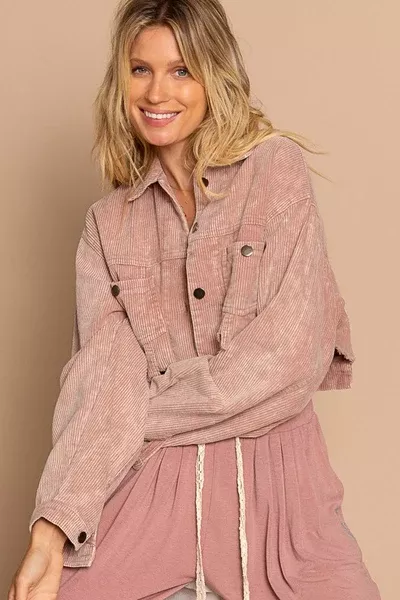 Powdered Rose Short Corduroy Jacket