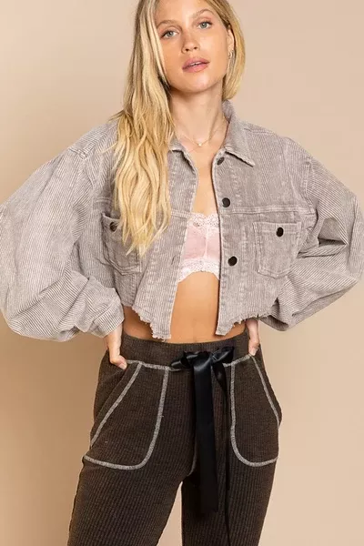 Powdered Taupe Short Corduroy Jacket