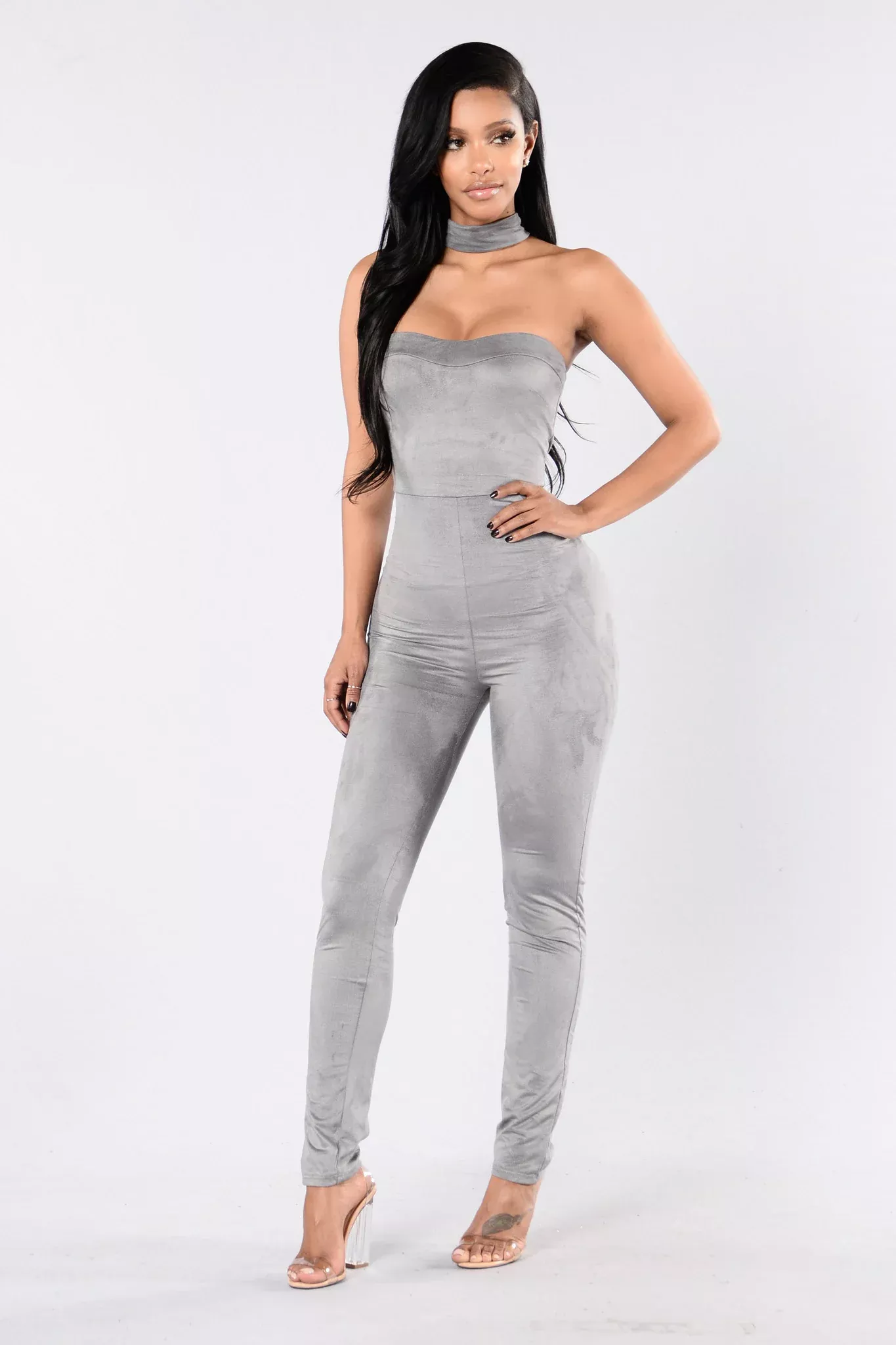 Pull Up To The Scene Jumpsuit - Grey