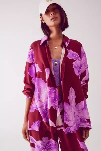 Purple Floral Blouse