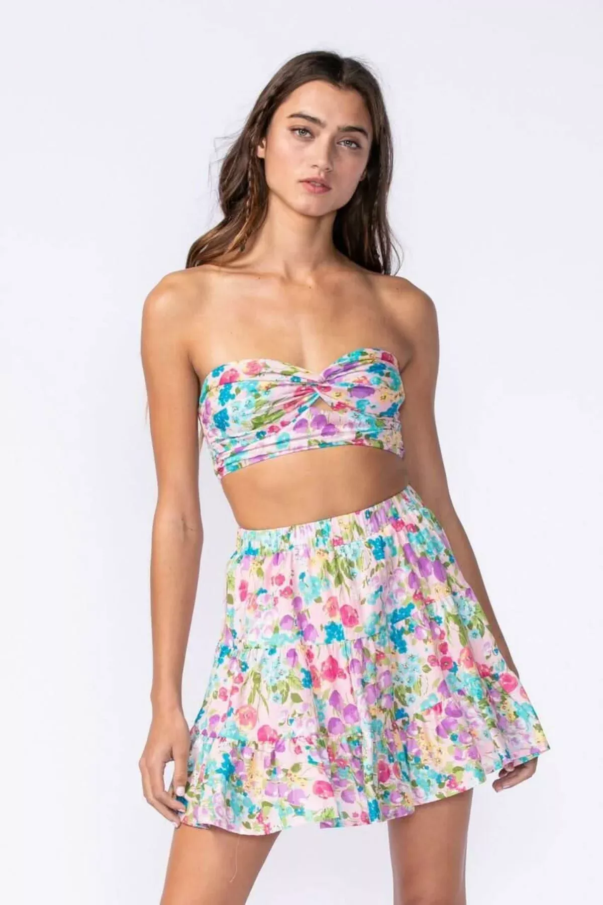 Rebecca Lavender Floral Two Piece Dress Set | Boho Pink