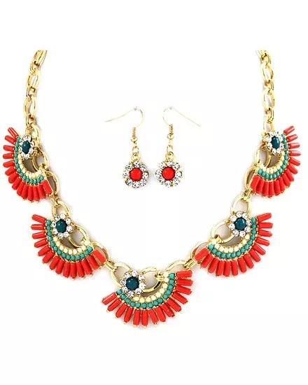 Red Bird Wings Multi Color Stone Necklace