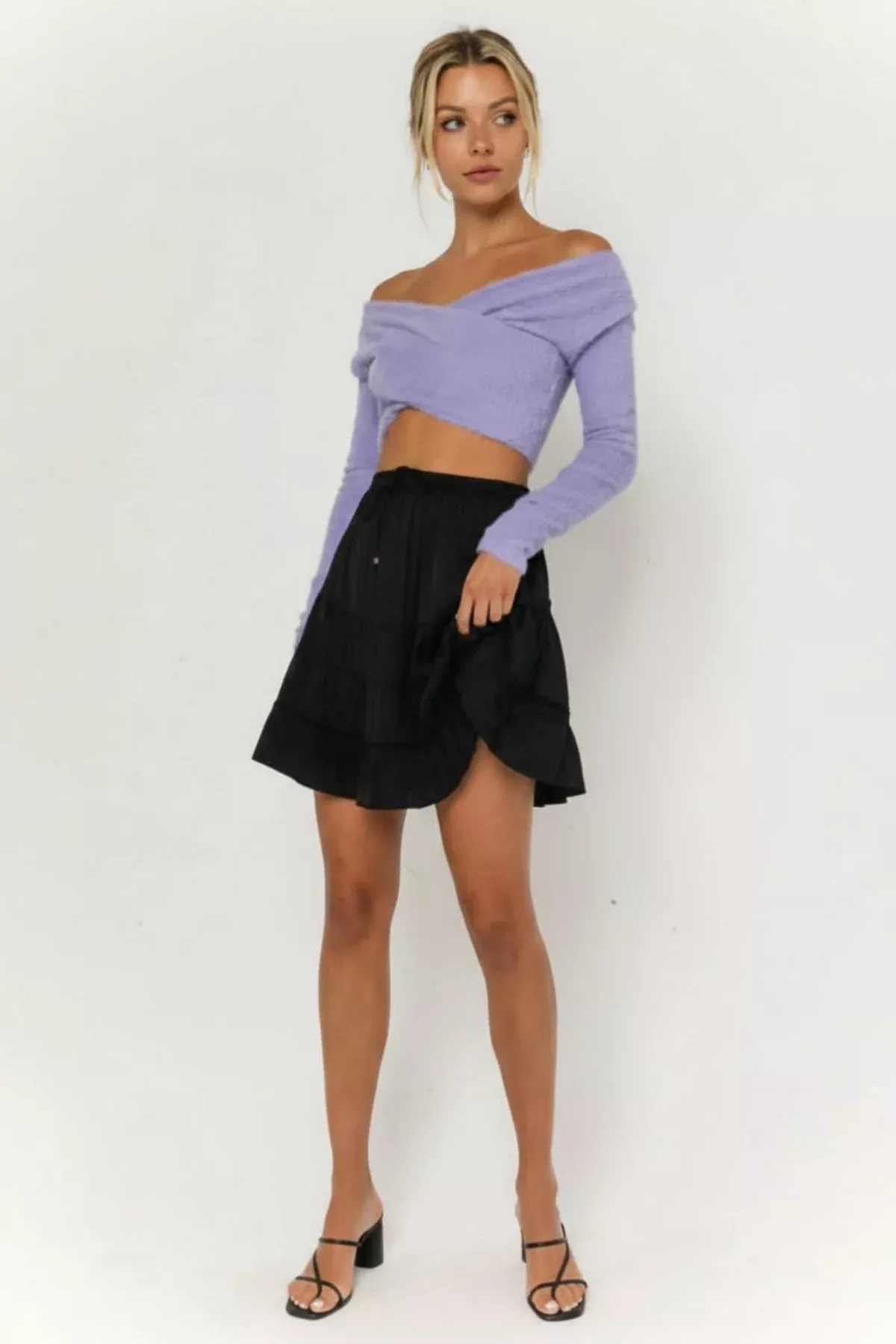 Remi Black Satin Drawstring Mini Skirt | Boho Pink