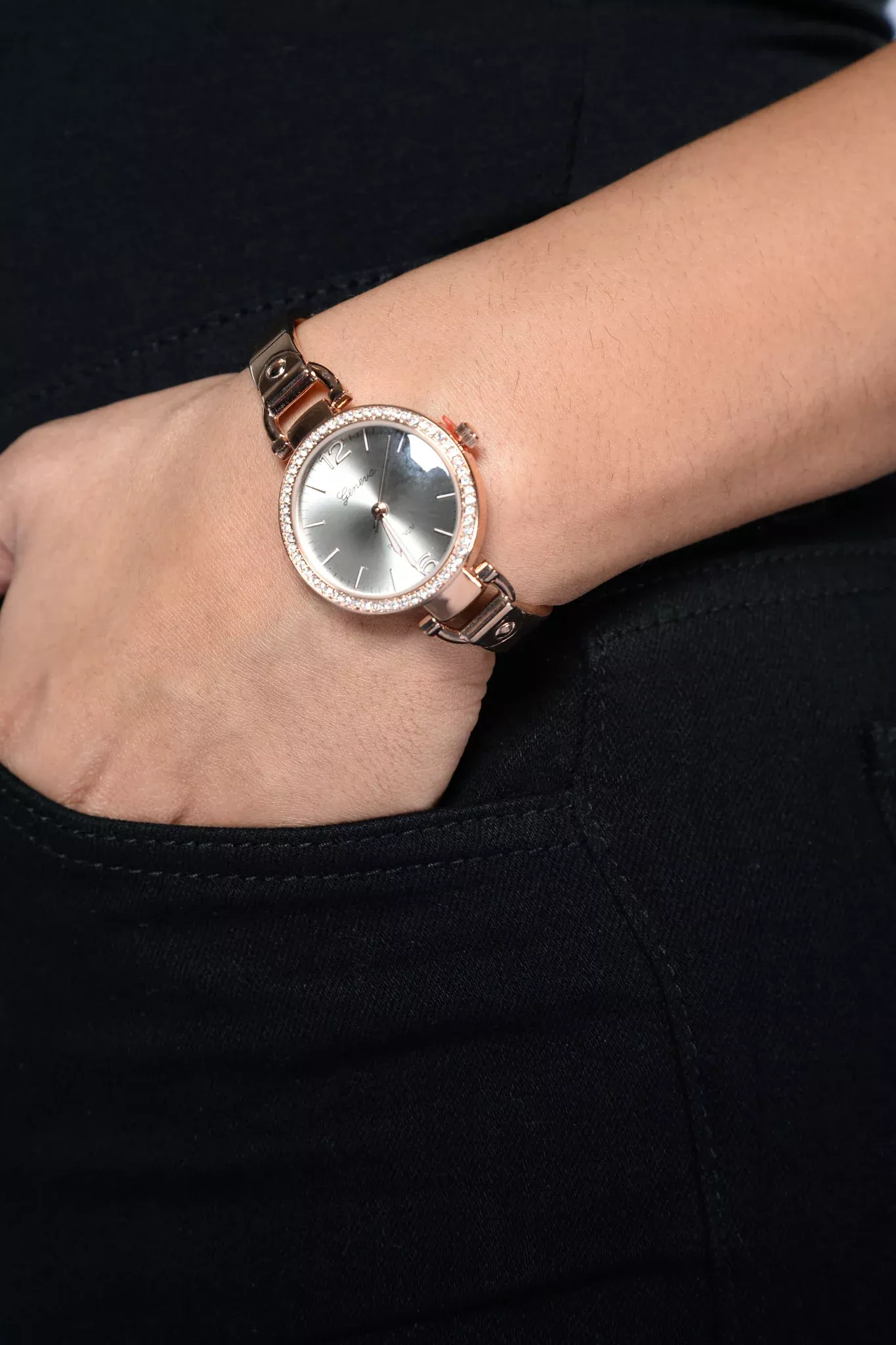 Right On Rhinestone Watch - Rose Gold