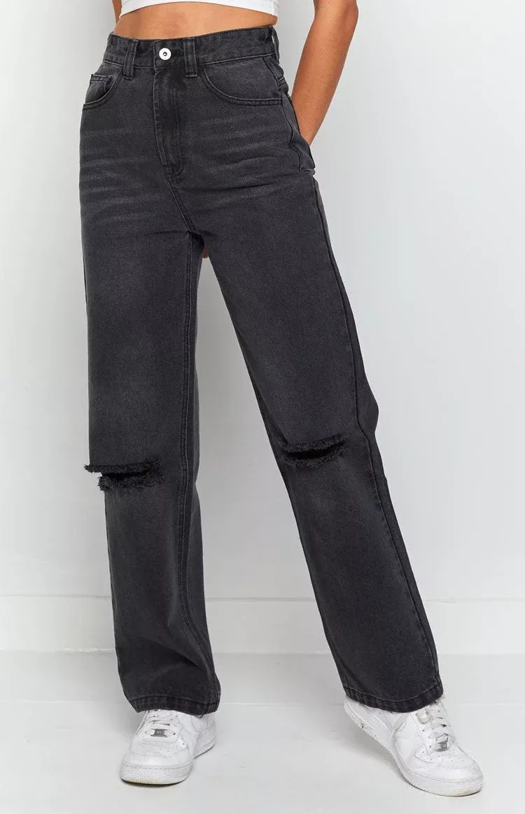 Robin Wide Leg Jeans Black Wash
