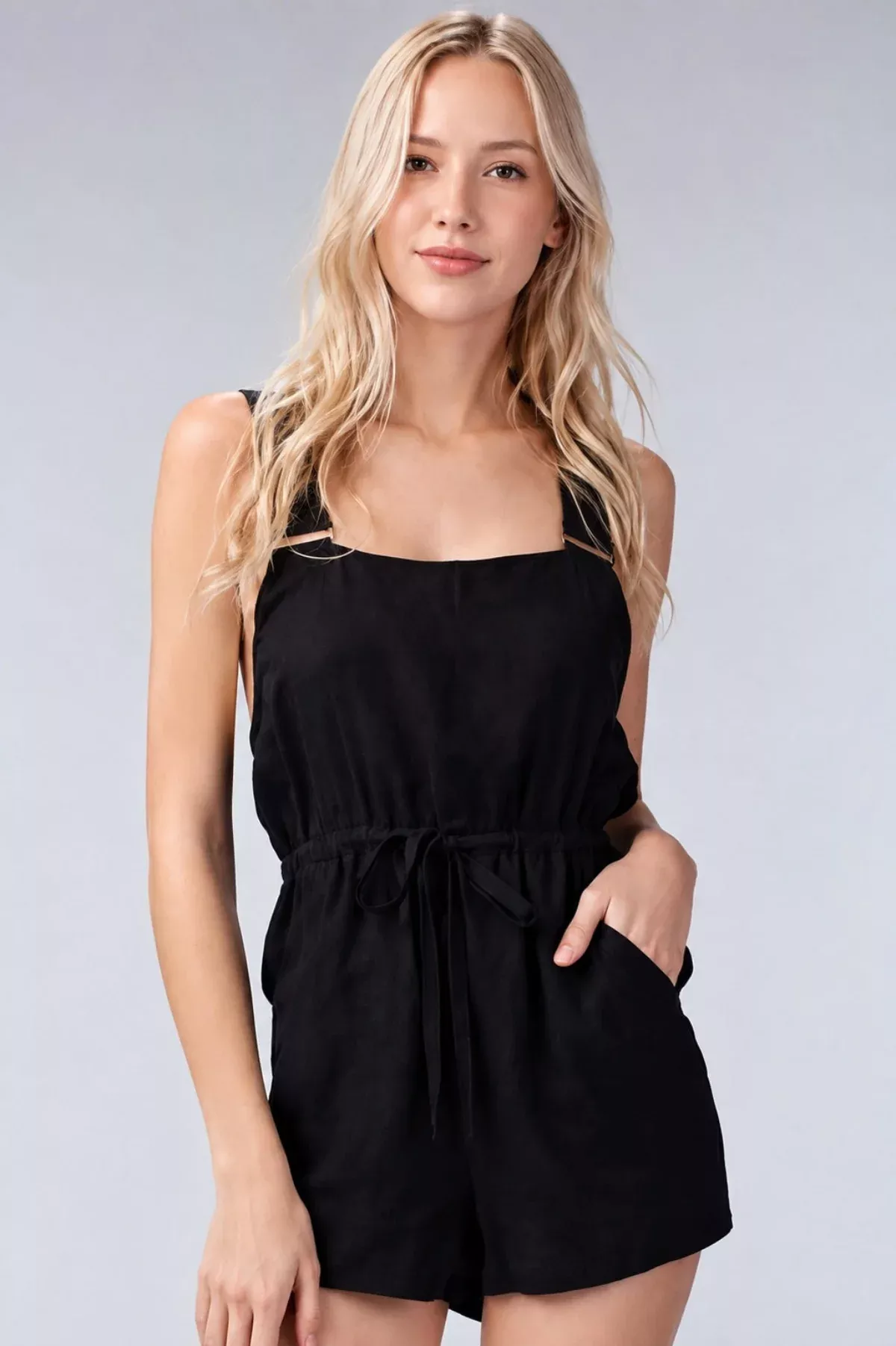 Rockstar Black Boyfriend Romper | Boho Pink