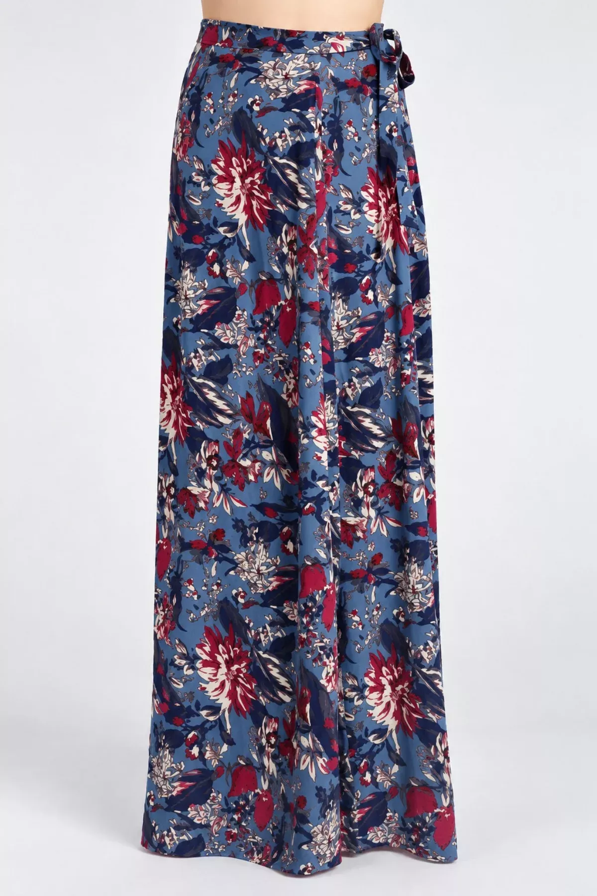 Rory Blue Floral Maxi Wrap Skirt | Boho Pink