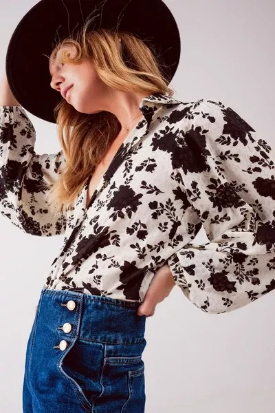 Rose Black Blouse