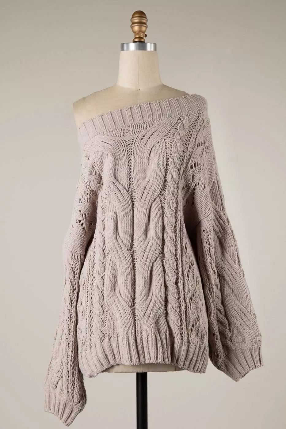 Rylie Nude Cable Knit Tunic Sweater | Boho Pink