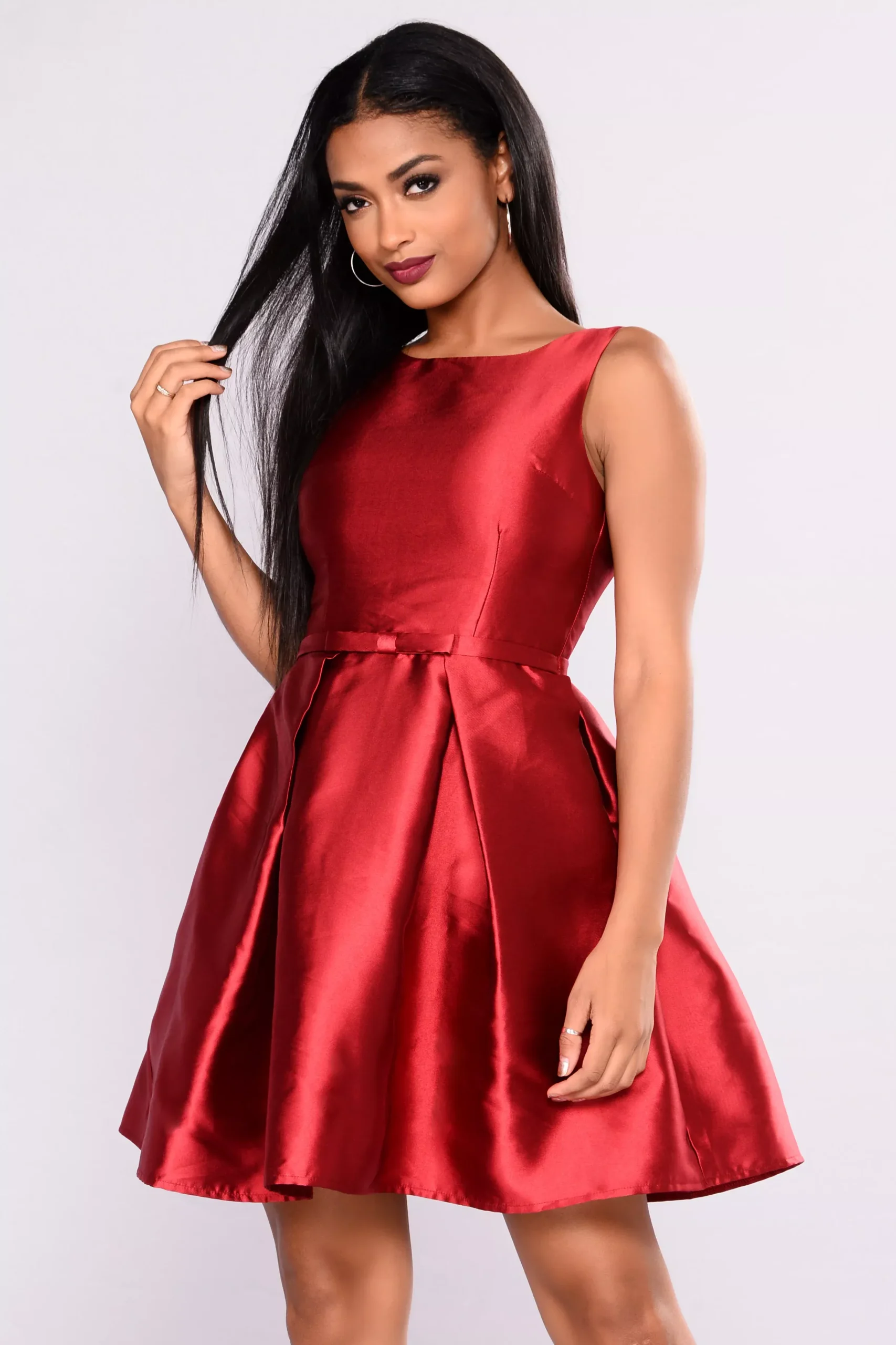 A Satin Holiday Dress - Red