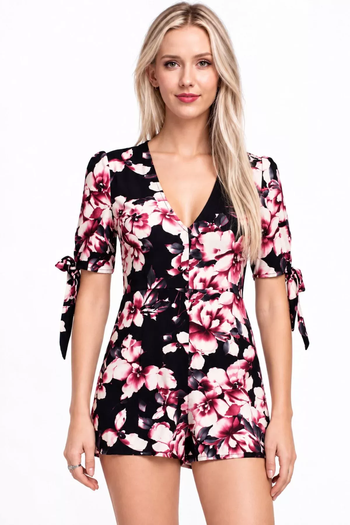 Say What You Will Navy Floral Romper | Boho Pink