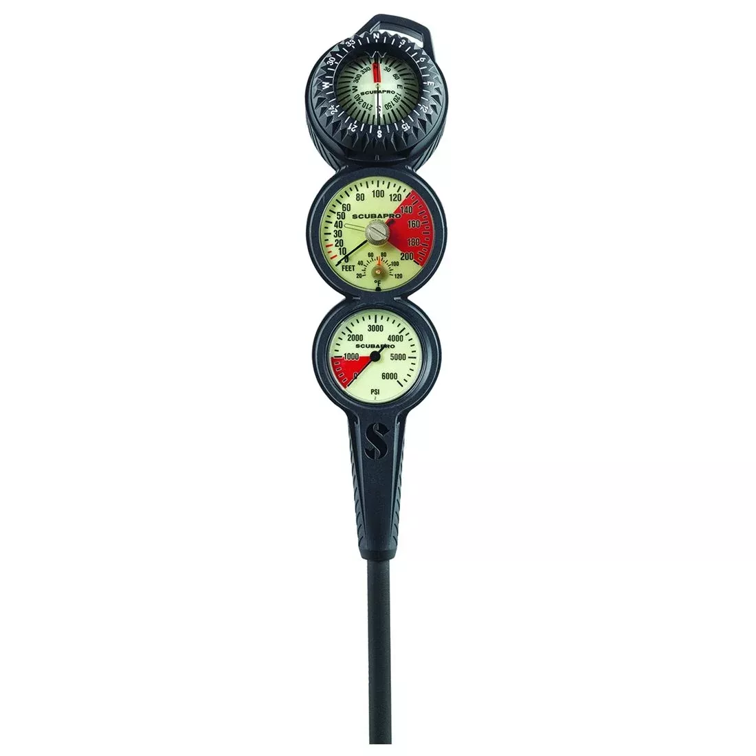 Scubapro 3-Gauge In-line Scuba Diving Console Depth Pressur