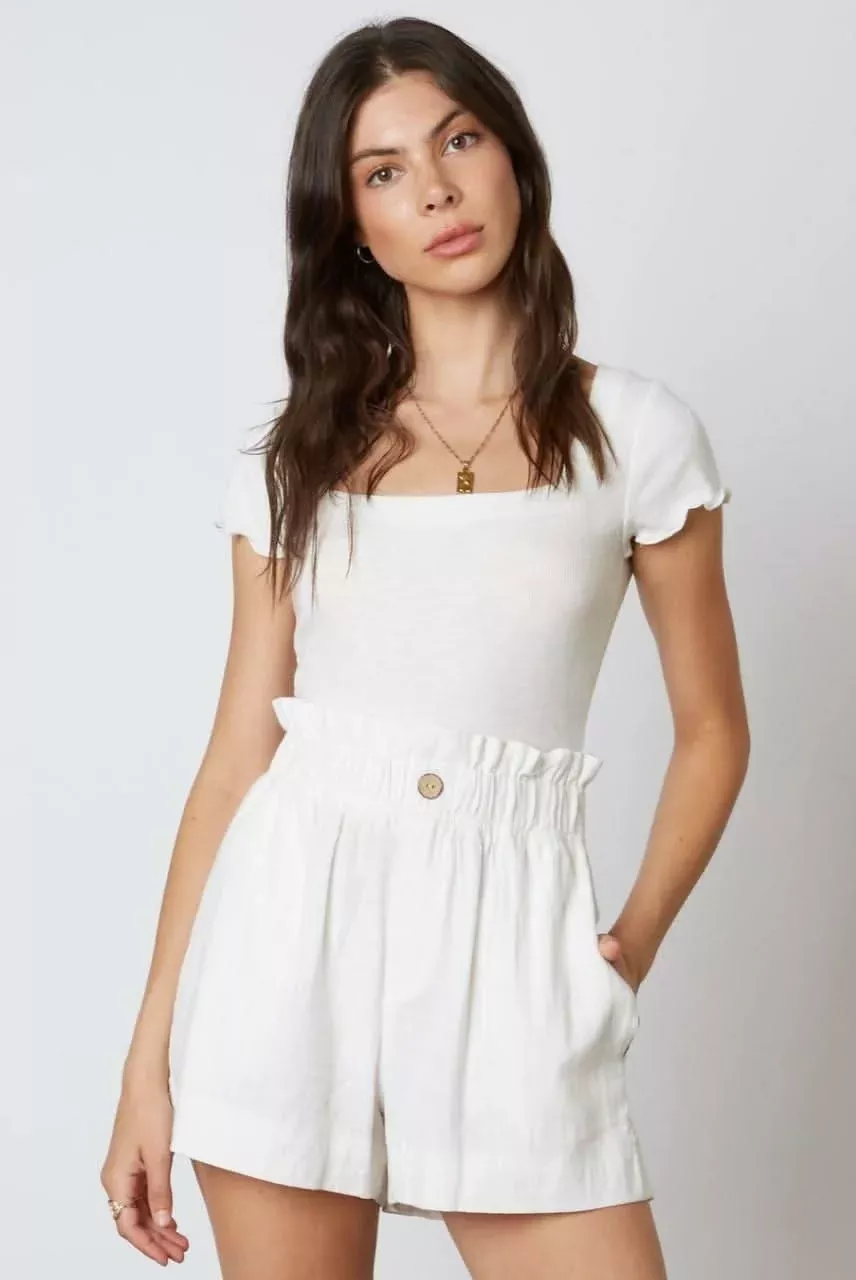 Sea and Sun White Smocked Hight Waist Shorts | Boho Pink