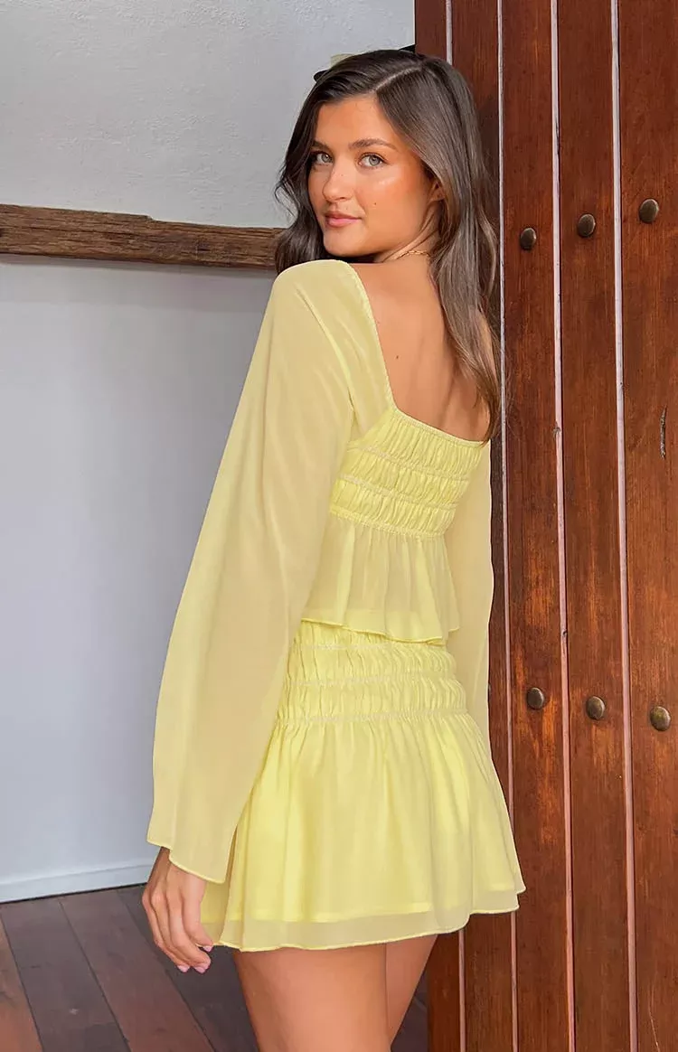 Sean Yellow Chiffon Mini Skirt