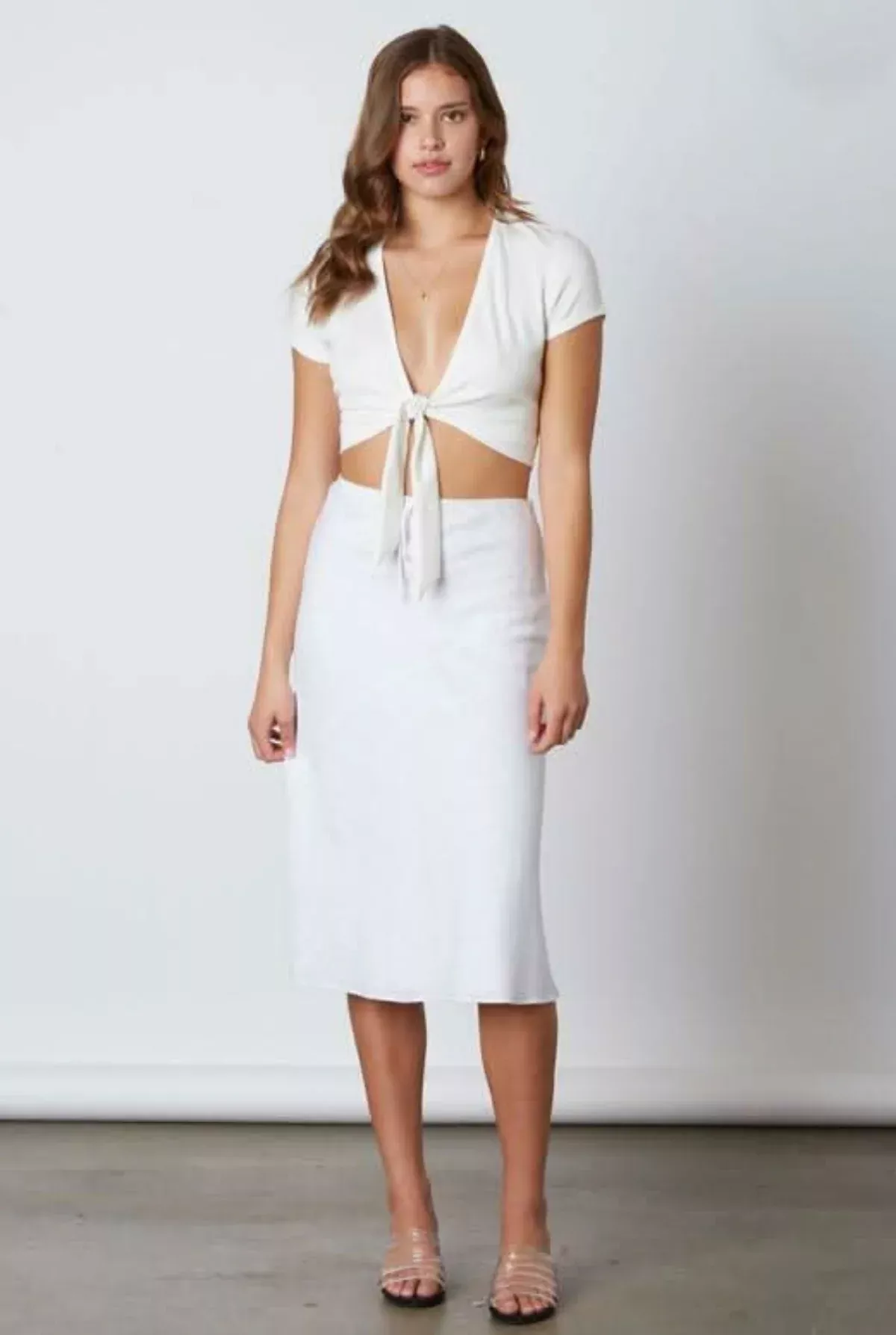 Sedona White Bias Midi Skirt | Boho Pink
