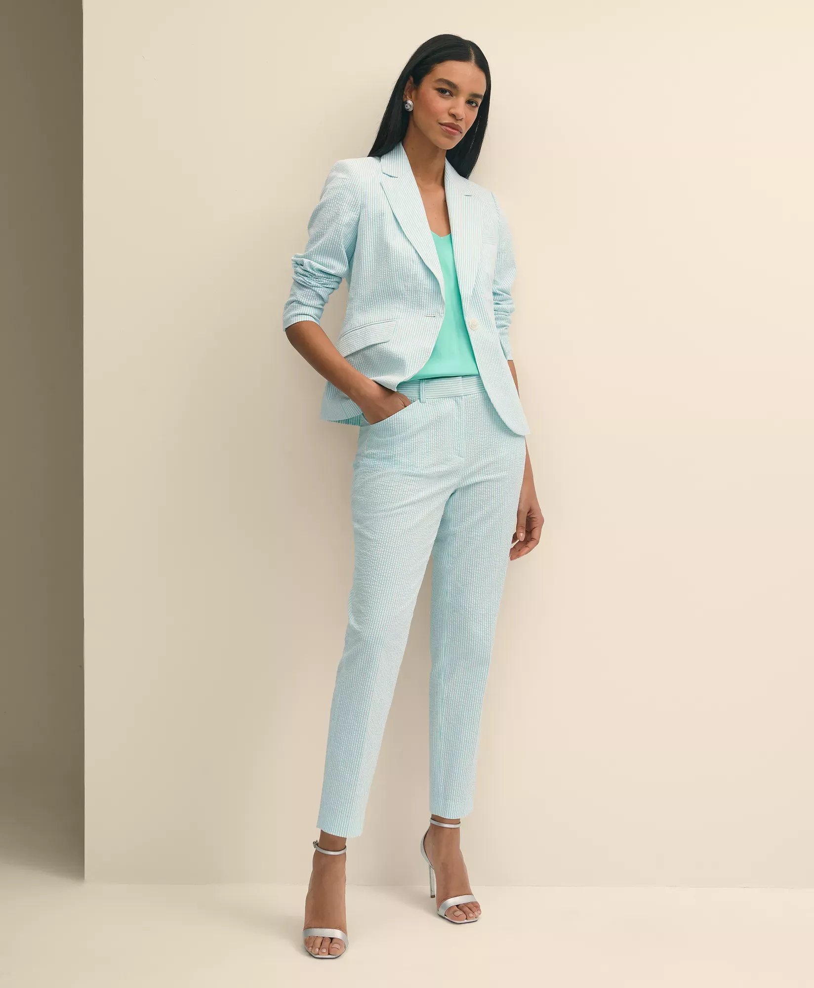 Seersucker Slim Fit Pants