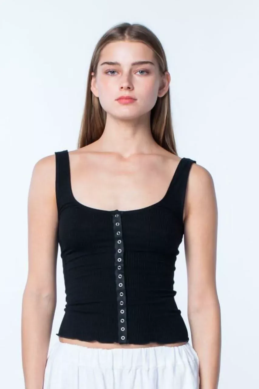 Set Me Free Solid Rib Black Cropped Tank Top | Boho Pink